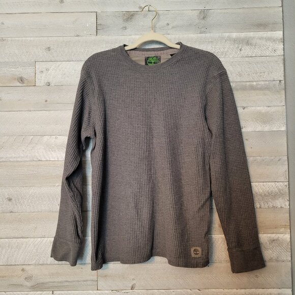 Vintage Y2k Med. Dark Gray Timberland Henley 95% cotton - Picture 1 of 7
